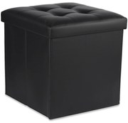 Čierny skladací taburet ZAREX L z ekokože
