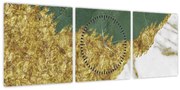 Obraz - Zelený mramor N⁰2 (s hodinami) (90x30 cm)