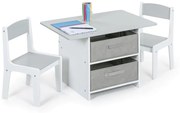 Set detského stola s 2 stoličkami STORAGE, biela/sivá