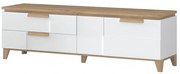TV stolík Brio TV lakované pacific walnut/crystal white