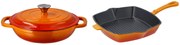 Silvercrest®  Liatinová servírovacia panvica, 2,4 l, oranžová + Liatinová grilovacia panvica, 24 cm, oranžová  (800011481)
