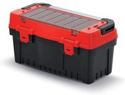 Kufor na náradie s alu držadlom 54,8 × 27,4 × 28,6 cm, prepážky, červená