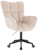 LuxuryForm DESIGN Otočné kreslo AURORA VELUR na čiernej podstave s kolieskami - krémové