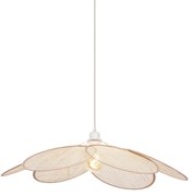 Japandi závesná lampa krémová s ľanovým tienidlom - Aisha