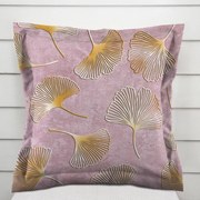 Biante Zamatová obliečka na vankúš s lemom Tamara TMR-001 Ginkgo lístky na staroružovom 45 x 45 cm