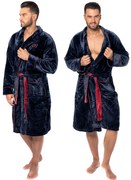 Pánský župan Roger M tmavě modrý/červený