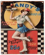 Farebná antik nástenná kovová ceduľa Andy's Drive-in - 20*1*25 cm