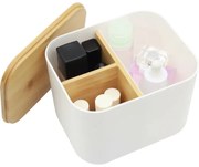 Kozmetický organizér s bambusovými priehradkami a vekom, SENBOO 15x12x11