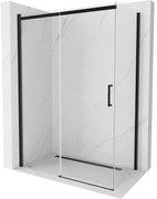 Mexen Omega, sprchovací kút s posuvnými dverami 130 (dvere) x 70 (stena) cm, 8mm sklo, čierny profil-číre sklo, 825-130-070-70-00