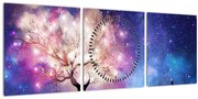 Obraz - Vesmírny strom (s hodinami) (90x30 cm)