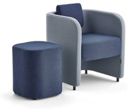 Nábytková zostava COMFY, kreslo + taburet, na nožičkách, vlna, azúrová modrá/námornícka modrá