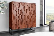 Vysoká komoda DUNE 120cm 3D akáciové drevo tmavý orech hnedý