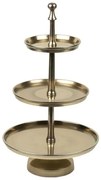 Zlatý antik kovový okrúhly 3-poschodový etažér Fanio - Ø27*48cm