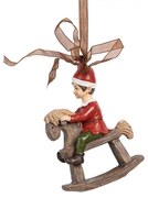 Závesná dekorácia chlapec na hojdacom koníkovi - 7*3*9 cm