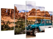 Obraz terénneho auta v horách (150x105 cm)