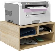HOMCOM Organizér na stôl s dreveným vzorom a 3 priehradkami, stojan na tlačiareň 47 x 40 x 22,5 cm | Aosom