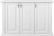 Biela komoda s tromi dvierkami, 140x47x90 cm