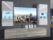 Obývacia stena 200 cm Belini biely lesk / šedý antracit Glamour Wood Imperium7 IMP 7/5/W/WGW1/0/0