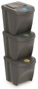 Set košov na triedený odpad II, 3 x 25 l, sivá