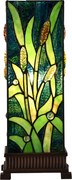 Zelená hranatá stolná lampa Tiffany Squilla - 18*18*45 cm E27/max 1*60W