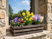 AMADEA Drevený obal na tri kvetináče - tmavý, 47x17x15cm, drevený kvetináč