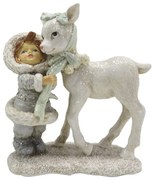 Dekoračná vianočná soška dievča so srnečkou - 12*6*13 cm