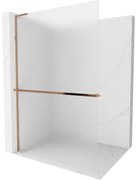 Mexen Kioto+ L, sprchová zástena Walk-In s poličkou a vešiakom 70 x 200 cm, 8mm sklo námraza, ružové zlato profil, 800-070-123-60-30