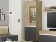 Vysoká vitrína Lille, dub artisan/antracit, s osvetlením%