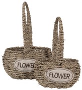 2ks pletený košík s ušami Flower - 20*16*11/28 / 16*12*9/23 cm
