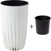 PLASTOVÝ KVETINÁČ STRIPPED ECO 51X30 CM BIELA