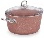 Ružový hliníkový hrniec s pokrievkou Güral Porselen Classic, ø 22 cm