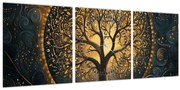 Obraz – Strom so zlatou aurou (s hodinami) (90x30 cm)