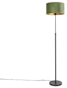 Stojaca lampa čierna s tienidlom zo zamatu zelená so zlatom 35 cm - Parte
