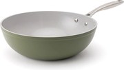 Elmich Nepriľnavá keramická panvica wok Zen Ø 28 cm – olivovozelená