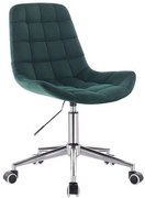 LuxuryForm DESIGN Stolička PARIS VELUR na striebornej základni s kolieskami - zelená