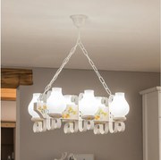 Brilagi - Závesný luster na reťazi QUEEN 6xE14/40W/230V buk/krémová