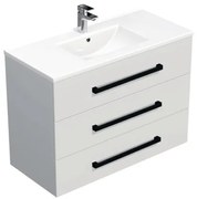 Kúpeľňová skrinka s čiernymi úchytkami a umývadlom SAT Cube Way 100x71x46 cm biely lesk CUBE46C1003BIMOD