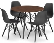 Jedálenský stôl TODI jaseň 80 cm so štyrmi stoličkami OSAKA čierne