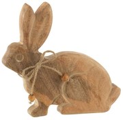 Hnedá dekorácia králik z mangového dreva s mašľou - 15*2,5*14 cm