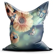 Sedací vak Classic kvetinová abstrakcia - detský, žltá / zelená