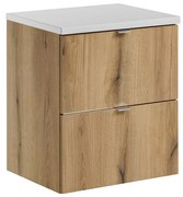 Závěsná skříňka pod umyvadlo Nova Oak s deskou 50 cm bílá/dub evoke