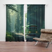 Sablio Záves Zelený autobus v lese: 2ks 140x250cm