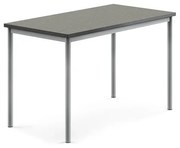 Stôl SONITUS, 1200x700x760 mm, linoleum - tmavošedá, strieborná