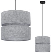 Závesné svietidlo Len, 1x šedé textilné tienidlo, (fi 20 cm), b