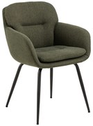 Khaki čalúnené jedálenské kreslo s podrúčkami Dora – Actona