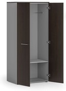 Kancelárska šatníková skriňa PRIMO GRAY, 1 polica, šatníková tyč, 800 x 500 x 1781 mm, sivá/wenge