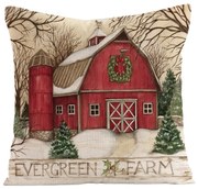 Vianočná obliečka na vankúš EVERGREEN FARM 45x45 cm, farebná