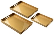 Sada 3 ks dekorativních podnosů ISALYN zlatá