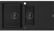 Mexen Matias - drez granitový 900x505x200 mm, 1,5-komorový, čierna s čiernym sifónom, 6502901505-77-B
