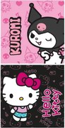 Plážová osuška z mikrovlákna Kuromi &amp; Hello Kitty - 70x140 cm